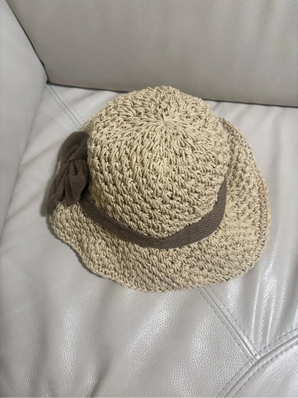 Classic Straw Sun Hat with Brown Bow | Summer Beach Style Size:S/M